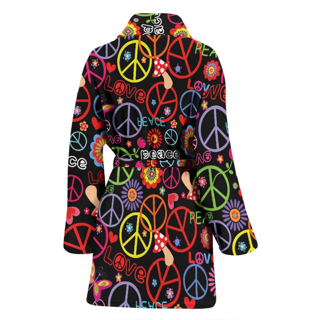 Peace Sign Colorful Design Print Women Bath Robe-JTAMIGO.COM