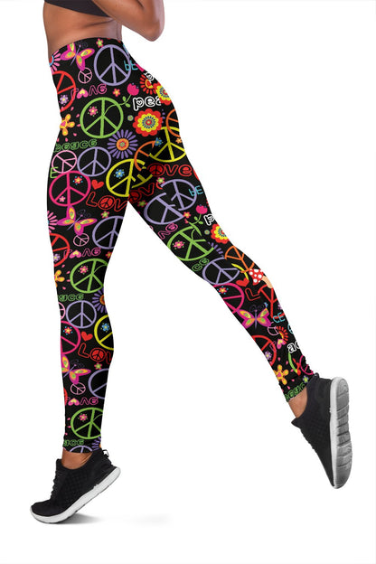 Peace Sign Colorful Design Print Women Leggings