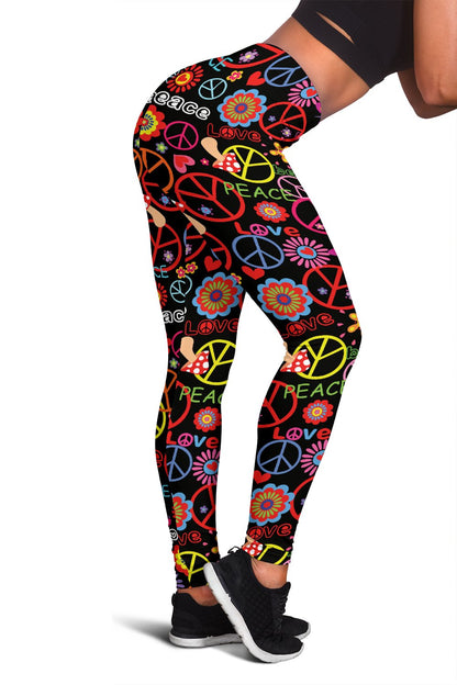 Peace Sign Colorful Design Print Women Leggings