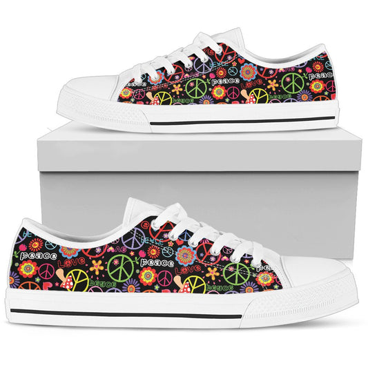 Peace Sign Colorful Design Print Women Low Top Shoes-JTAMIGO.COM