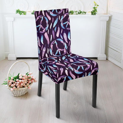 Peace Sign Feather Design Print Dining Chair Slipcover-JTAMIGO.COM
