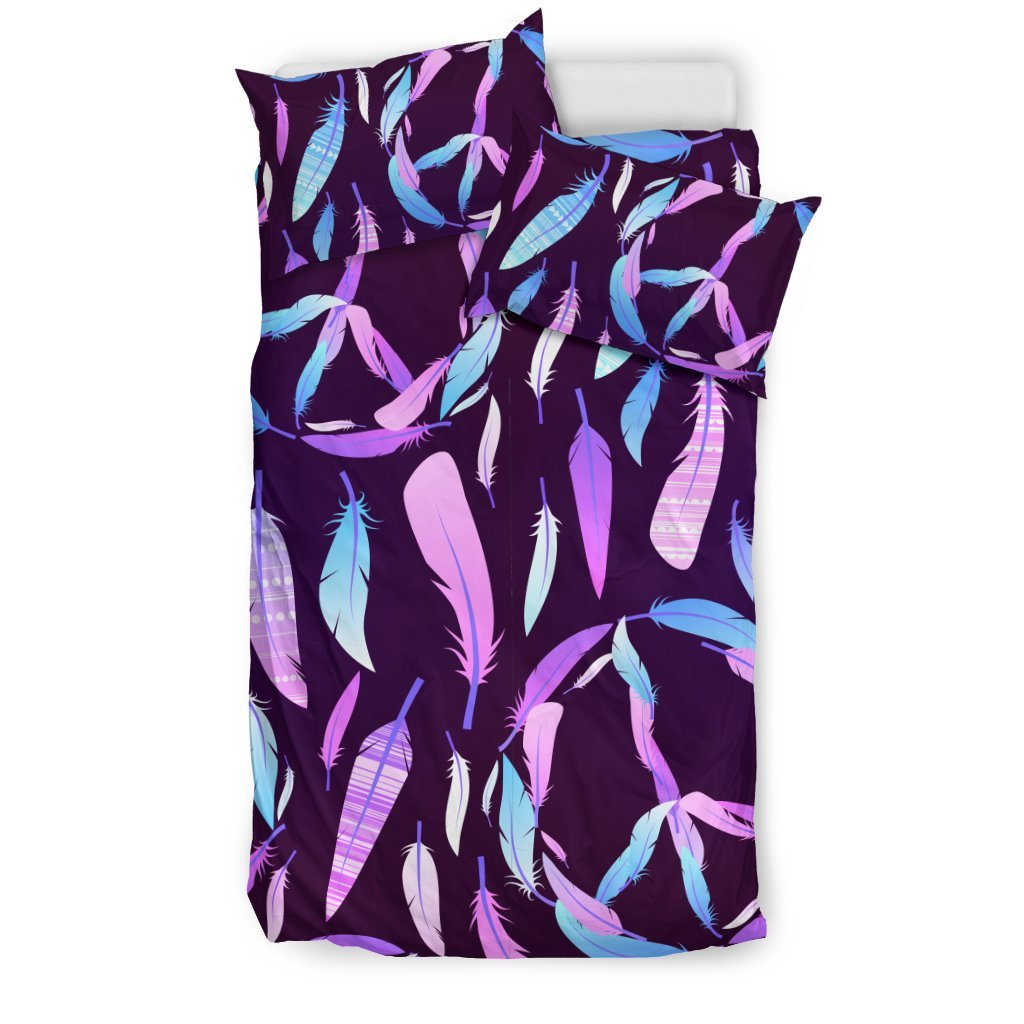Peace Sign Feather Design Print Duvet Cover Bedding Set