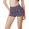 Peace Sign Feather Design Print High Waisted Spandex Shorts-JTAMIGO.COM