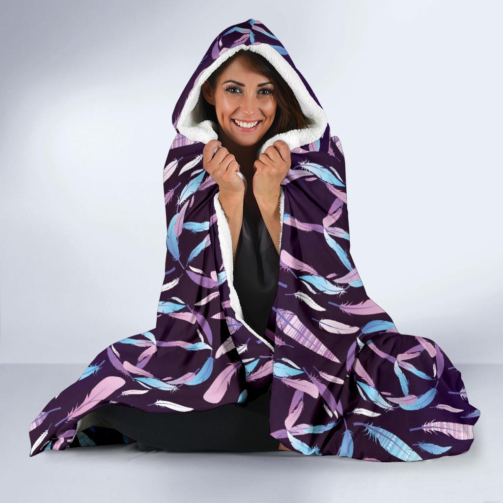 Peace Sign Feather Design Print Hooded Blanket-JTAMIGO.COM