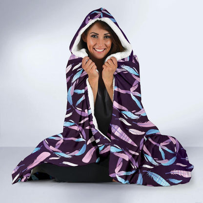 Peace Sign Feather Design Print Hooded Blanket-JTAMIGO.COM