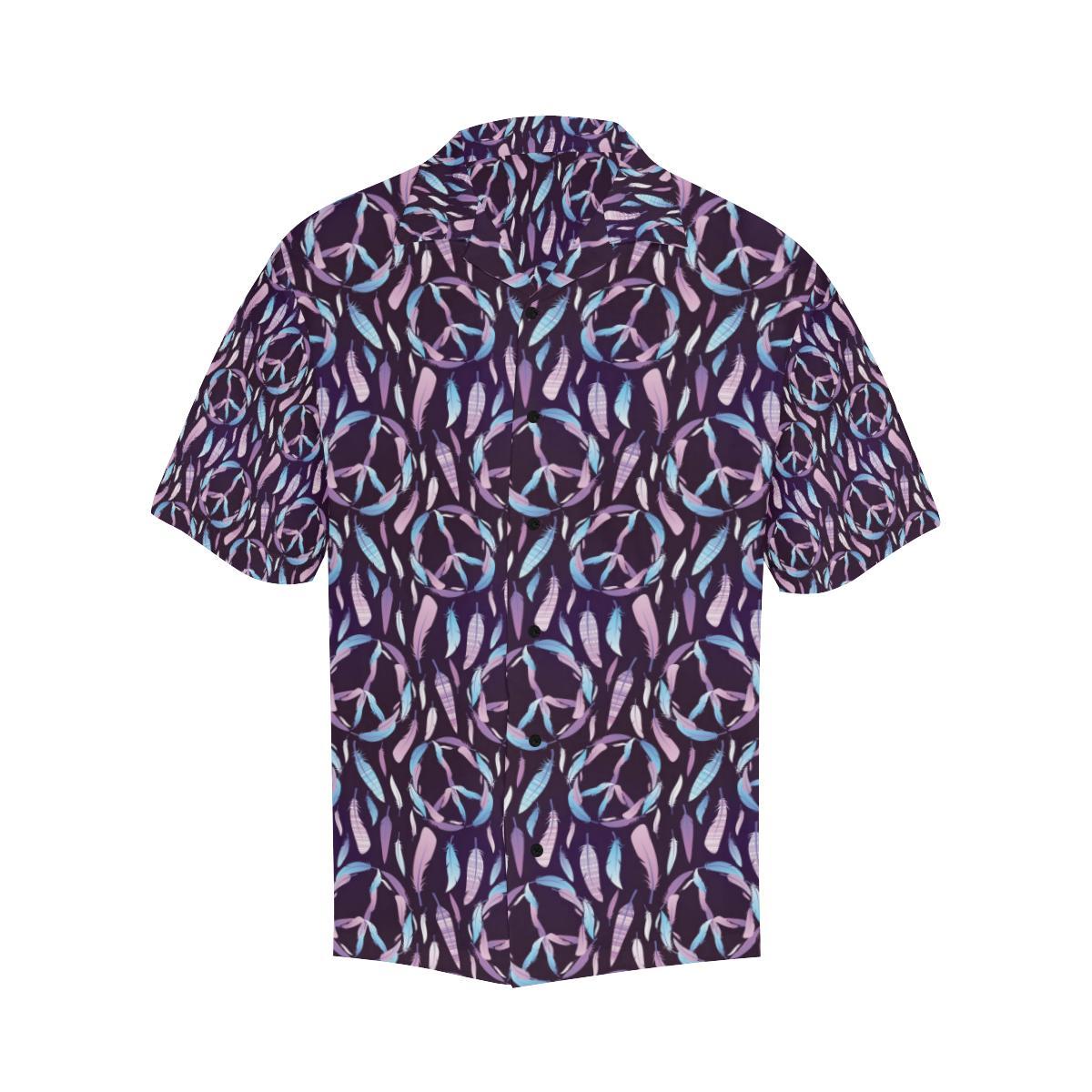 Peace Sign Feather Design Print Men Aloha Hawaiian Shirt