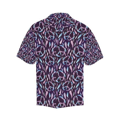 Peace Sign Feather Design Print Men Aloha Hawaiian Shirt