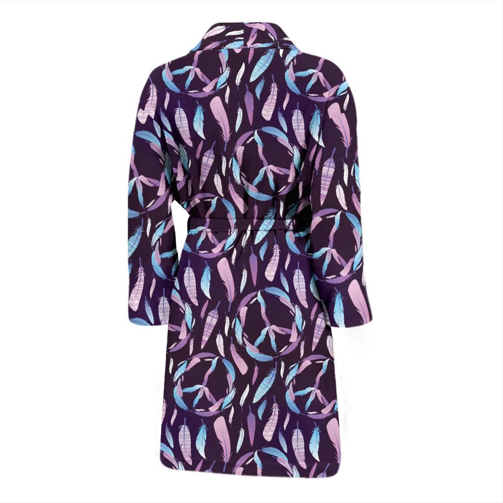Peace Sign Feather Design Print Men Bath Robe-JTAMIGO.COM