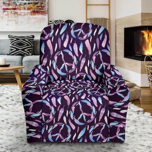 Peace Sign Feather Design Print Single Sofa Slipcover -JTAMIGO.COM