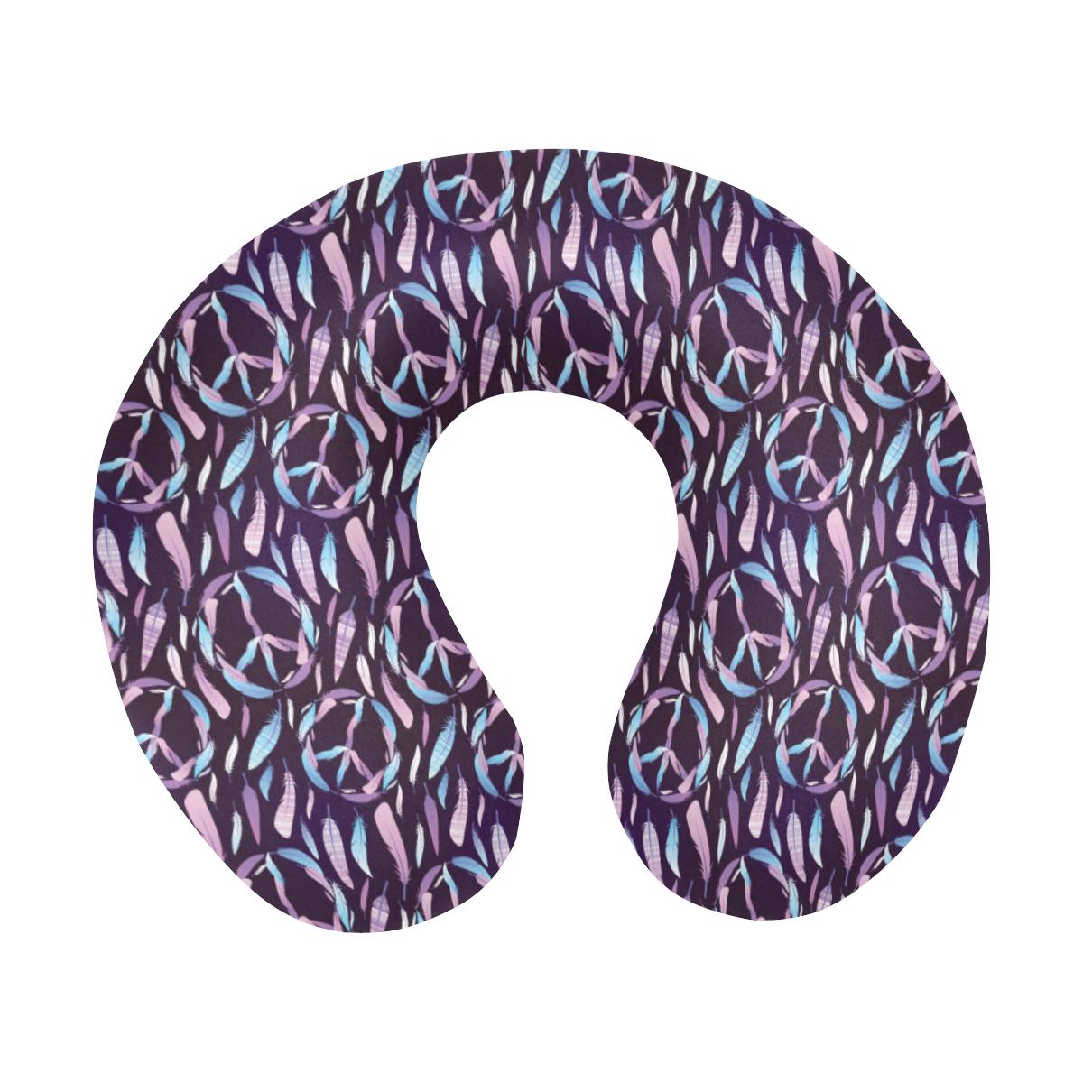 Peace Sign Feather Design Print U-Shaped Travel Neck Pillow-JTAMIGO.COM