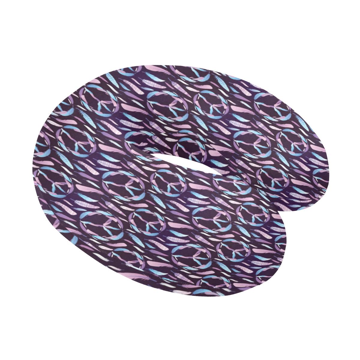 Peace Sign Feather Design Print U-Shaped Travel Neck Pillow-JTAMIGO.COM
