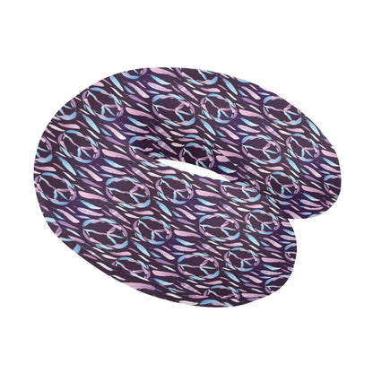 Peace Sign Feather Design Print U-Shaped Travel Neck Pillow-JTAMIGO.COM