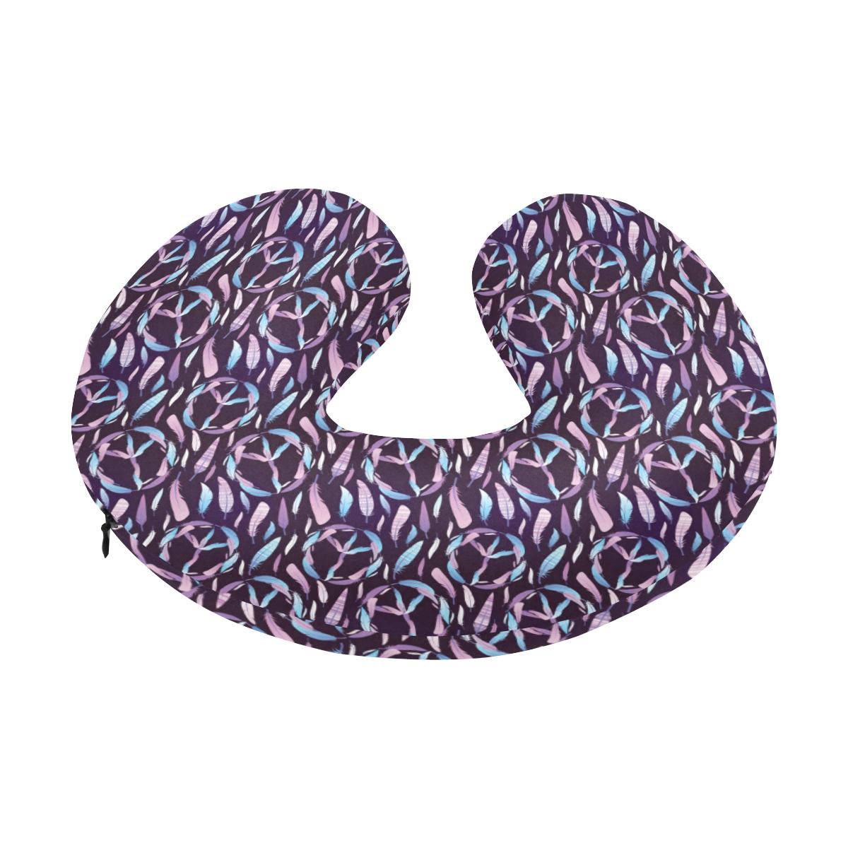 Peace Sign Feather Design Print U-Shaped Travel Neck Pillow-JTAMIGO.COM