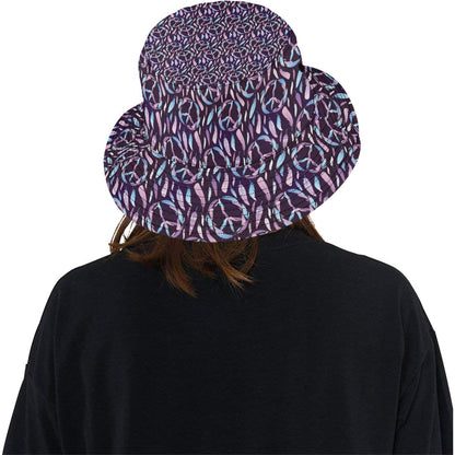 Peace Sign Feather Design Print Unisex Bucket Hat