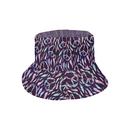 Peace Sign Feather Design Print Unisex Bucket Hat