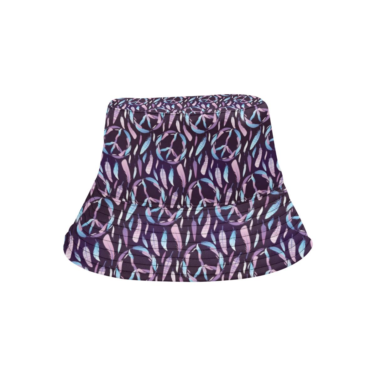 Peace Sign Feather Design Print Unisex Bucket Hat