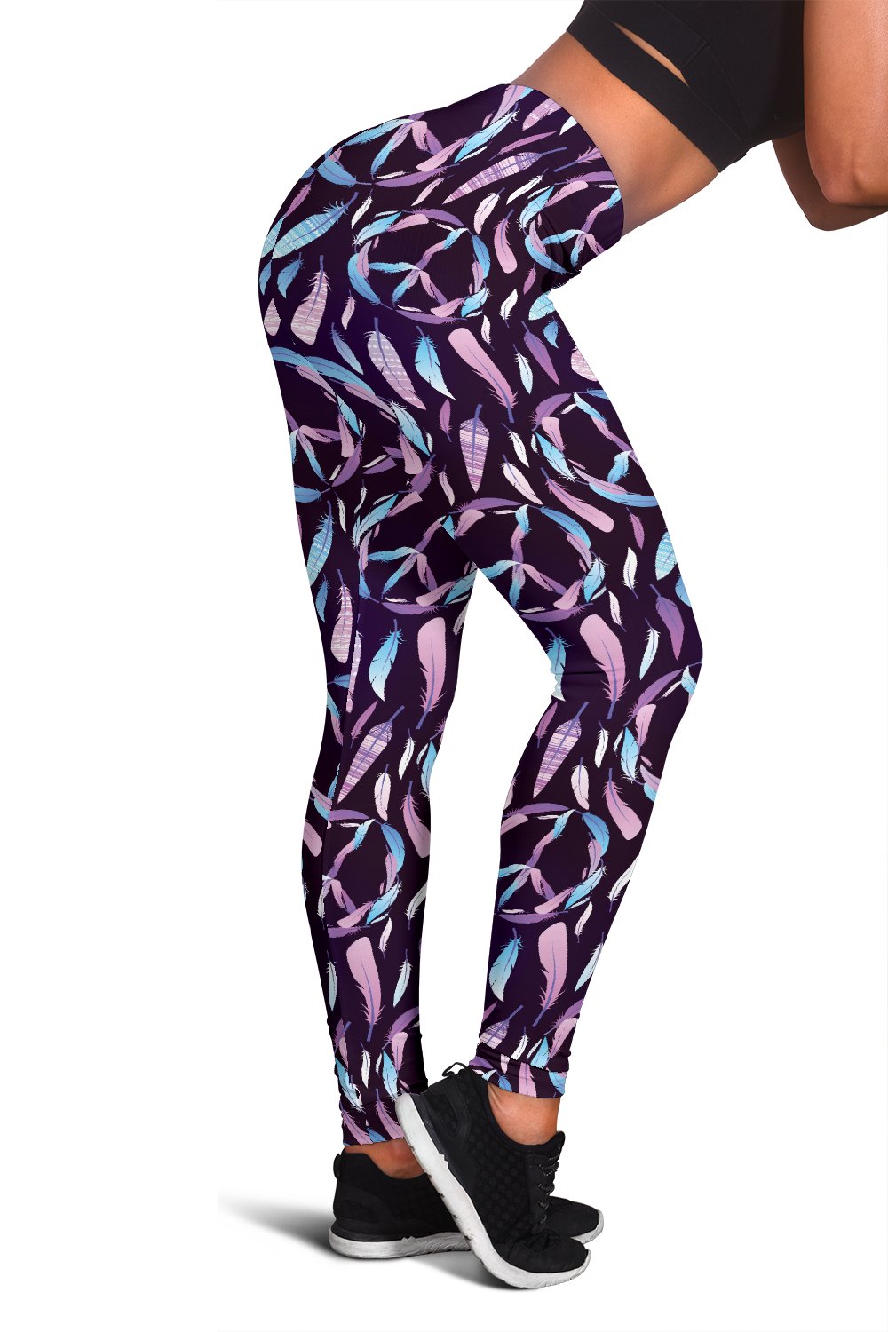 Peace Sign Feather Design Print Women Leggings