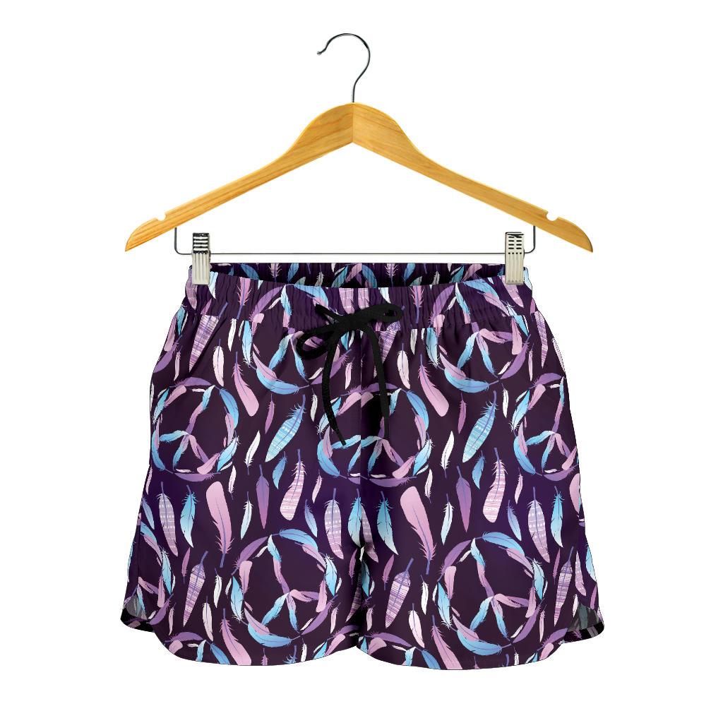 Peace Sign Feather Design Print Women Shorts-JTAMIGO.COM