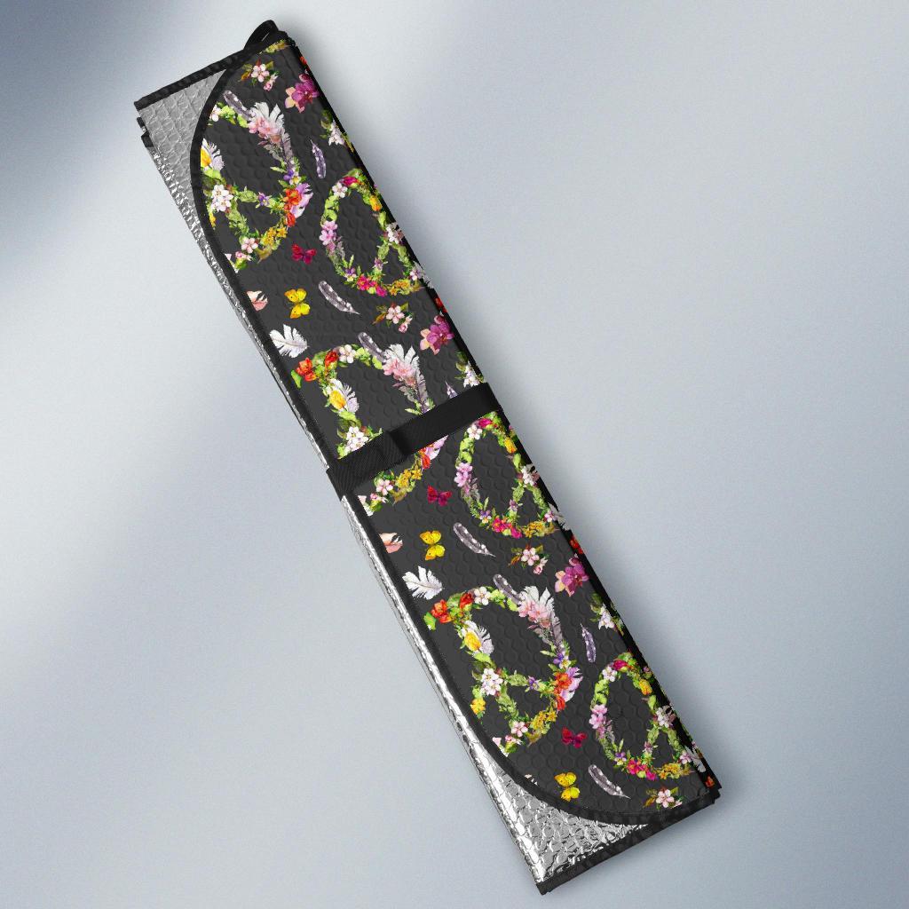 Peace Sign Flowers Design Print Car Sun Shade For Windshield