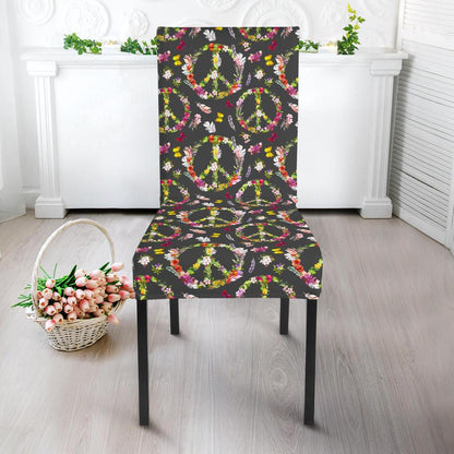 Peace Sign flowers Design Print Dining Chair Slipcover-JTAMIGO.COM