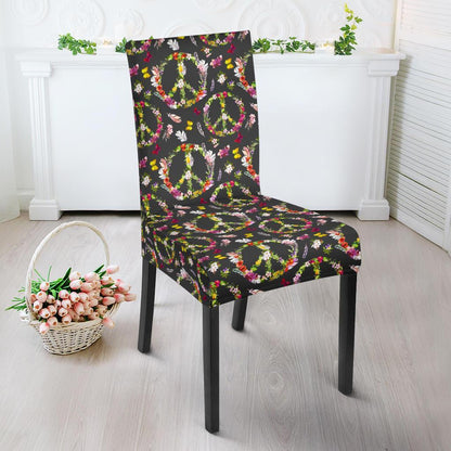 Peace Sign flowers Design Print Dining Chair Slipcover-JTAMIGO.COM