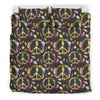 Peace Sign Flowers Design Print Duvet Cover Bedding Set