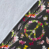 Peace Sign Flowers Design Print Fleece Blanket