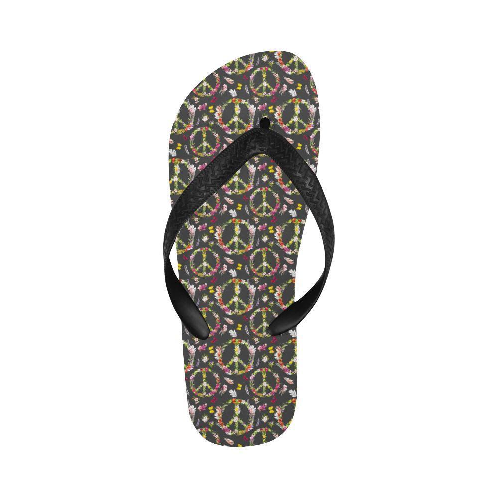 Peace Sign flowers Design Print Flip Flops-JTAMIGO.COM
