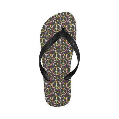 Peace Sign flowers Design Print Flip Flops-JTAMIGO.COM