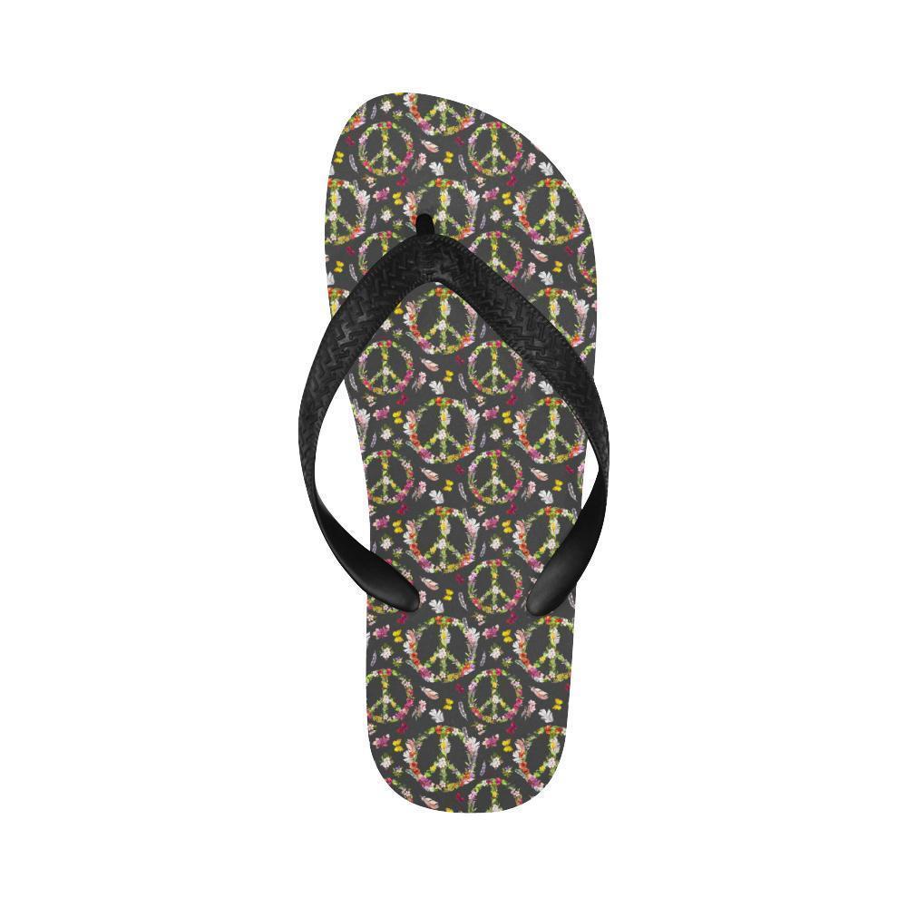 Peace Sign flowers Design Print Flip Flops-JTAMIGO.COM