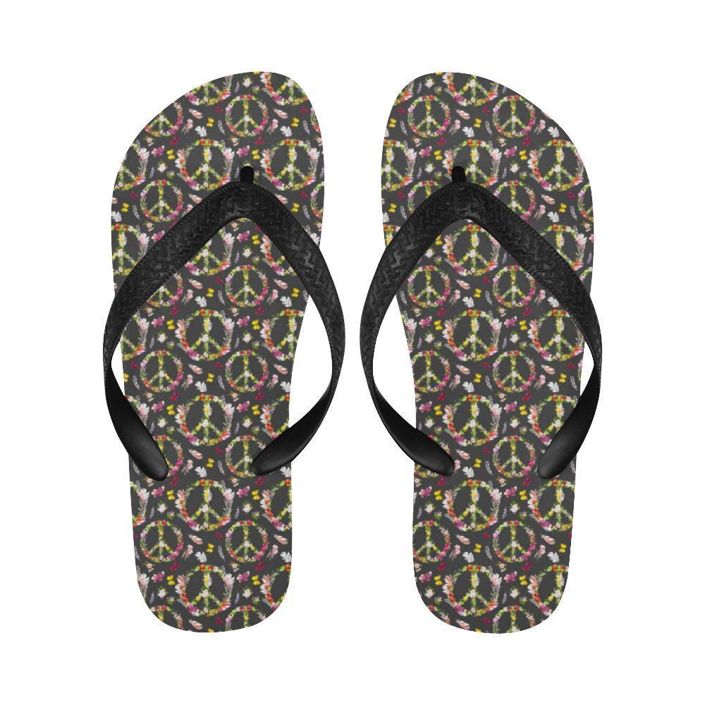 Peace Sign flowers Design Print Flip Flops-JTAMIGO.COM