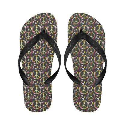 Peace Sign flowers Design Print Flip Flops-JTAMIGO.COM