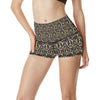 Peace Sign flowers Design Print High Waisted Spandex Shorts-JTAMIGO.COM