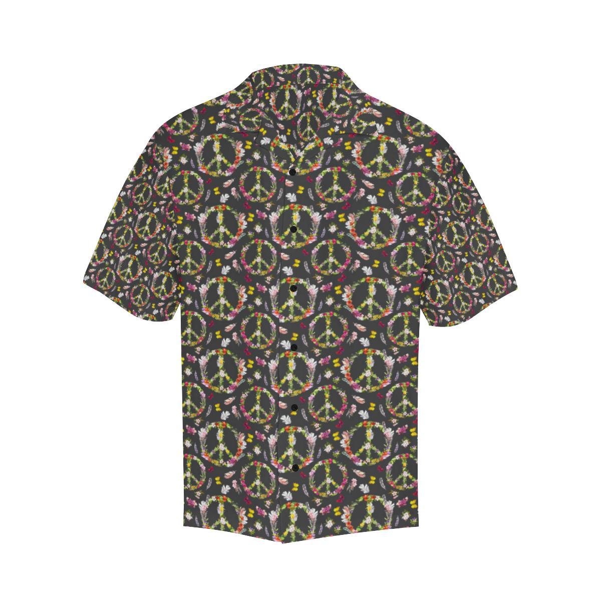 Peace Sign flowers Design Print Men Aloha Hawaiian Shirt