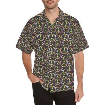Peace Sign flowers Design Print Men Aloha Hawaiian Shirt