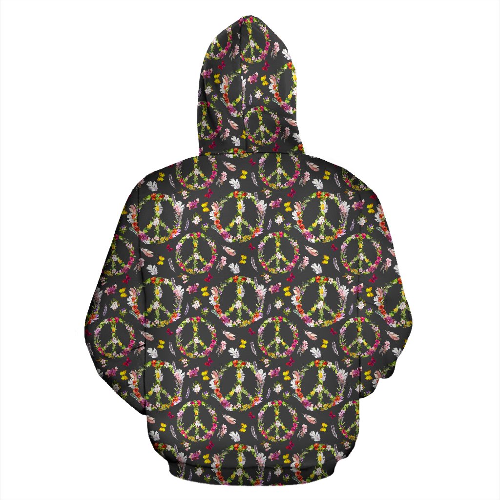 Peace Sign flowers Design Print Pullover Hoodie