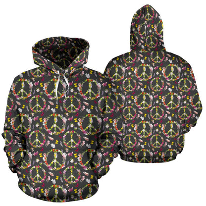 Peace Sign flowers Design Print Pullover Hoodie