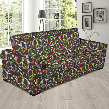 Peace Sign flowers Design Print Sofa Slipcover-JTAMIGO.COM