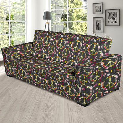 Peace Sign flowers Design Print Sofa Slipcover-JTAMIGO.COM