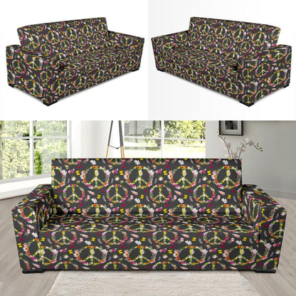 Peace Sign flowers Design Print Sofa Slipcover-JTAMIGO.COM