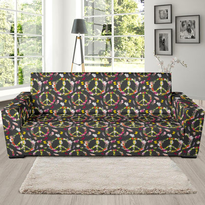 Peace Sign flowers Design Print Sofa Slipcover-JTAMIGO.COM