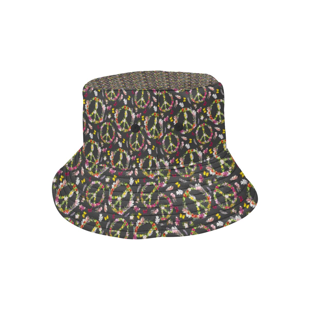 Peace Sign flowers Design Print Unisex Bucket Hat