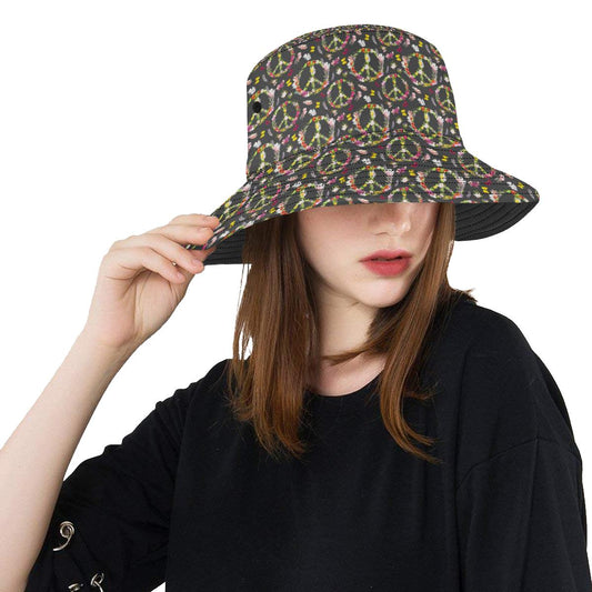 Peace Sign flowers Design Print Unisex Bucket Hat
