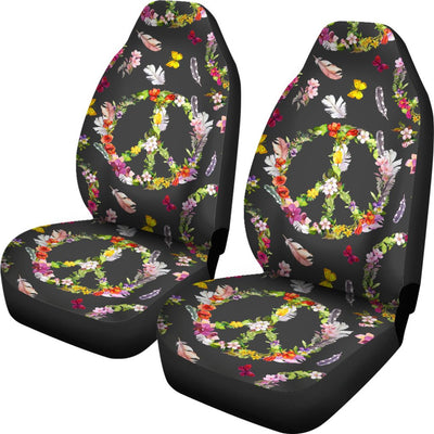 Peace Sign flowers Design Print Universal Fit Car Seat Covers