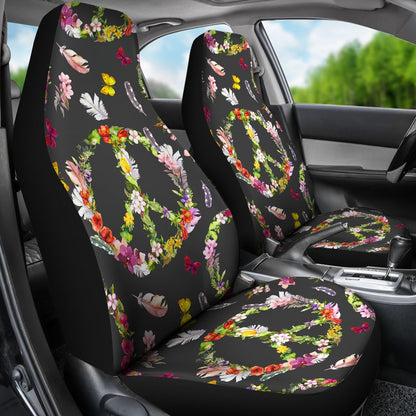 Peace Sign flowers Design Print Universal Fit Car Seat Covers