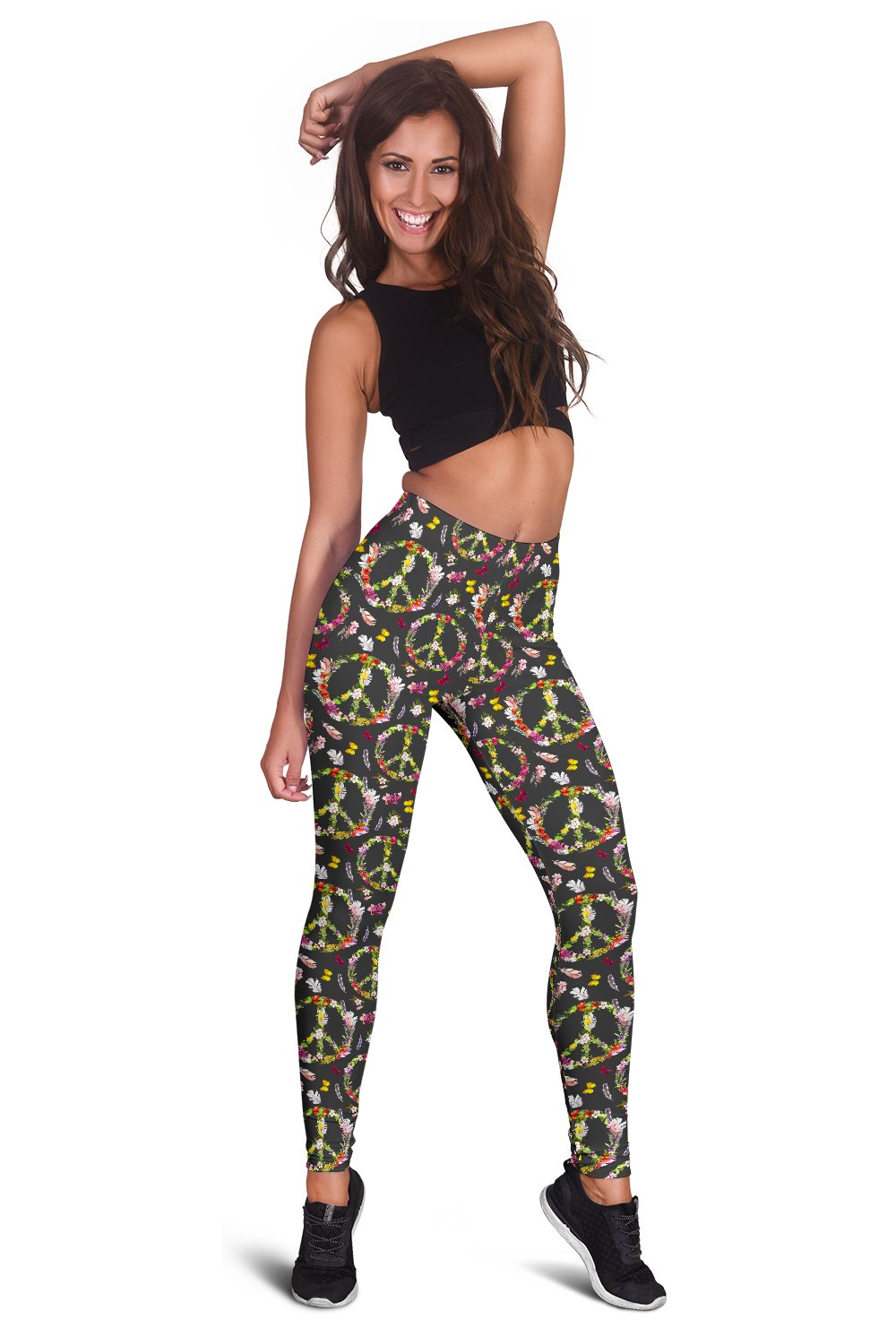 Peace Sign flowers Design Print Women Leggings