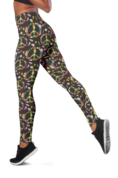 Peace Sign flowers Design Print Women Leggings