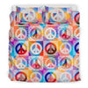 Peace Sign Patchwork Design Print Duvet Cover Bedding Set