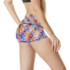 Peace Sign Patchwork Design Print High Waisted Spandex Shorts-JTAMIGO.COM