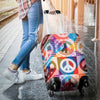 Peace Sign Patchwork Design Print Luggage Cover Protector